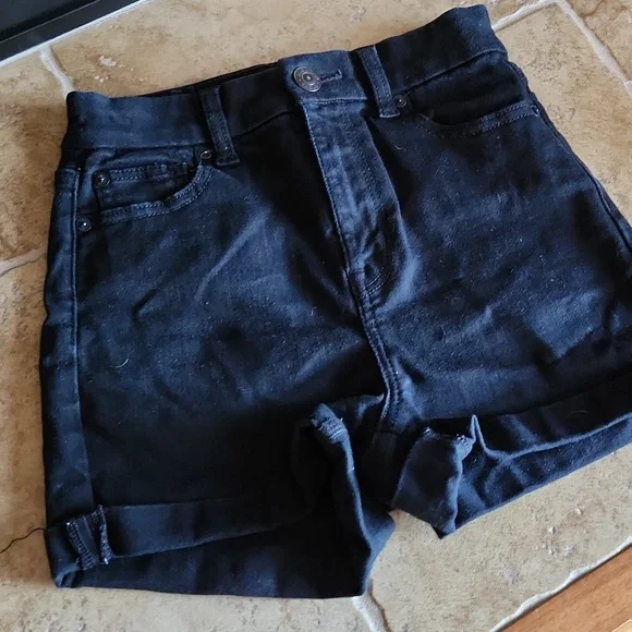 American Eagle black high waisted shorts womans size 0 - Picture 1 of 7